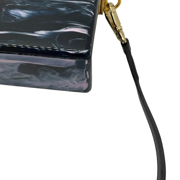 Edie Parker Navy Multi Small Trunk Vintage Stripe Acrylic Clutch - Picture 8 of 16